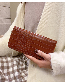 Fashion Brown Stone Pattern Long 2 Fold Wallet
