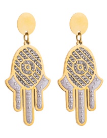 Fashion Golden 14k Palm Stainless Steel Diamond Earrings