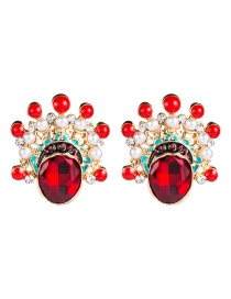 Fashion Red Peking Opera Face Ear Pin