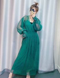 Fashion Green Book V-neck Dress