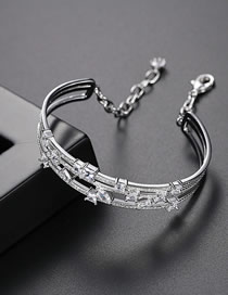 Fashion Platinum Cubic Zirconium Hollow Bracelet