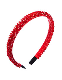 Fashion Red Fishing Line Fine-edge Cloth Crystal Headband