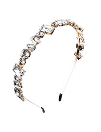 Fashion Gold-plated Alloy Diamond-shaped Thin-edged Geometric Water Drop Headband