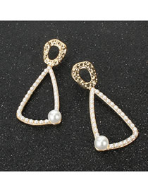 Fashion Golden Geometric Metal Imitation Pearl Earrings