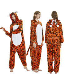 Fashion Tiger Tiger-paneled Flannel One-piece Pajamas