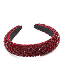 Fashion Red Wine Mesh Crystal Headband