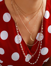 Collar De Múltiples Capas Con Diamantes: Perlas Y Estrellas.