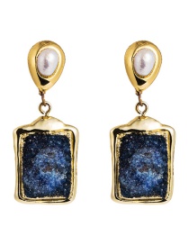 Fashion Blue Zircon And Pearl Geometric Earrings