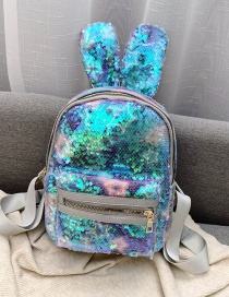 Fashion Dark Blue Stars Sequined Bunny Ears Backpack