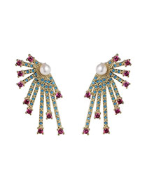 Fashion Color Pearl Earrings With Diamonds