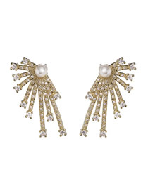 Fashion White Pearl Earrings With Diamonds