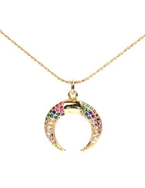 Fashion Color Horn Necklace With Diamonds