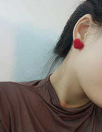 Fashion Red Mink Fur Love Earrings