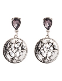 Fashion Silver Wreathed Tree Circle Earrings With Diamonds And Pearls