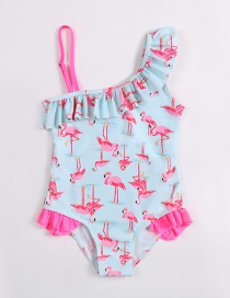 Fashion Pink Printed Flamingo Fungus One-piece Children's Swimsuit