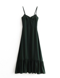 Fashion Dark Green Ruffled Frill Dress