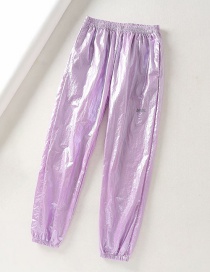 Fashion Purple Reflective Lettering Colorful Pants