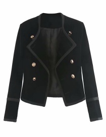 Fashion Black Velvet Short Double-breasted Jacket