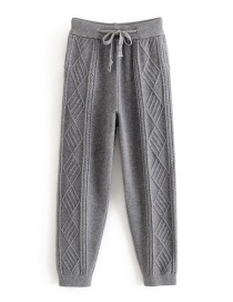 Fashion Gray Twisted Lace-up Knitted Pants