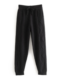 Fashion Black Twisted Lace-up Knitted Pants