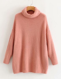 Fashion Pink Turtleneck Knitted Sweater