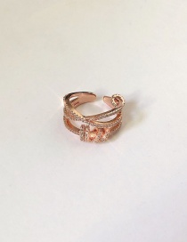 Fashion Rose Gold (micro Set) Diamond Geometric Ring