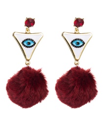 Fashion Red Triangular Dripping Eye Diamond Ball Earrings