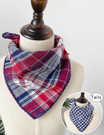 Fashion Red + Blue Double-sided Plaid Baby Triangle Towel