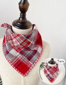 Fashion Red Double-sided Plaid Baby Triangle Towel