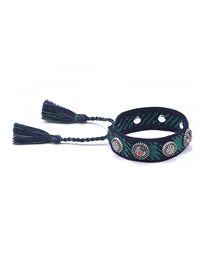 Fashion Green Contrast Totem Weave Tassel Bracelet