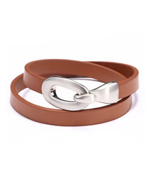 Fashion Brown Leather Alloy Dual Purpose Bracelet
