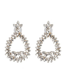 Fashion White Geometric Diamond Earrings
