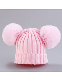 Fashion Hat-pink Thread Wool Ball Wool Hat