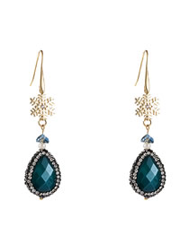 Fashion Blue Agate Zircon Snowflake Drop Earrings
