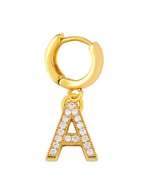 Fashion A Golden Diamond Letter Earrings