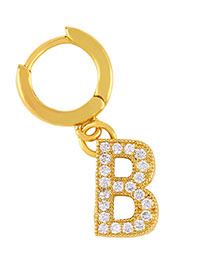 Fashion B Golden Diamond Letter Earrings