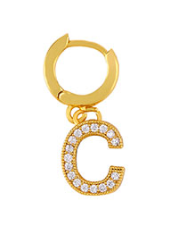 Fashion C Golden Diamond Letter Earrings