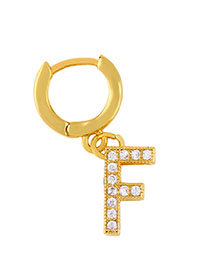 Fashion F Golden Diamond Letter Earrings