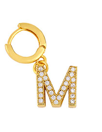 Fashion M Golden Diamond Letter Earrings