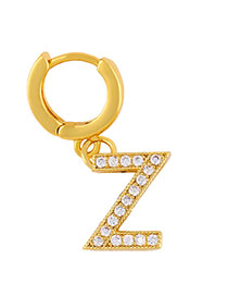 Fashion Z Golden Diamond Letter Earrings