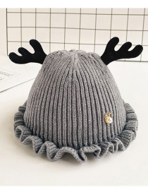 Fashion Gray Children's Hat With Small Antlers