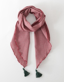 Fashion Red Pink Checked Fringed Children's Scarf