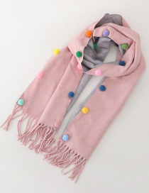 Fashion Pink Fight Color Reversible Cashmere Ball Fringed Children Scarf