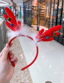 Fashion Red Bell Antlers Headband Antler Feather Child Hair Band