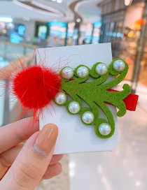 Fashion Pearl Green Christmas Tree Christmas Tree Hair Ball Pearl Children Hairpin