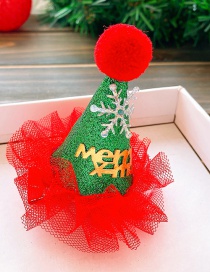 Fashion Green Christmas Hat-lace Edge Christmas Hat Lace Children Snowflake Hairpin