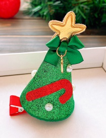 Fashion Green Christmas Tree Christmas Hat Star Cane Child Hairpin