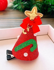 Fashion Red Christmas Tree Christmas Hat Star Cane Child Hairpin