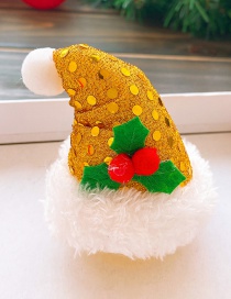 Fashion Yellow Christmas Hat-plush Edge Christmas Hat Sequined Raw Hair Clip For Children