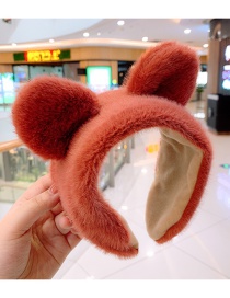 Fashion Brick Red Kitten Ears Plush Children's Hair Hoop